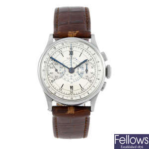 A gentleman's chronograph wrist watch spuriously signed Omega.