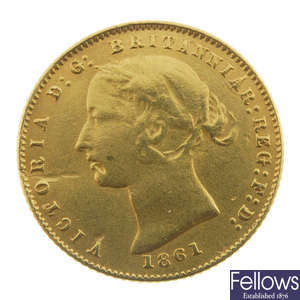 Australia, Victoria, Sydney Mint Half-Sovereign 1861. 