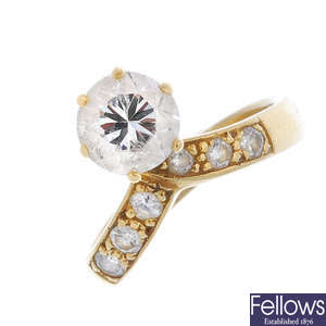 A diamond single-stone wishbone ring.