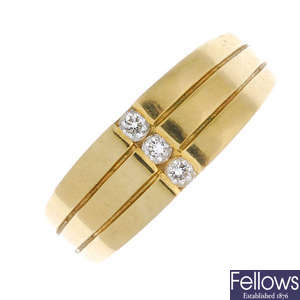 A gentleman's 18ct gold diamond dress ring.