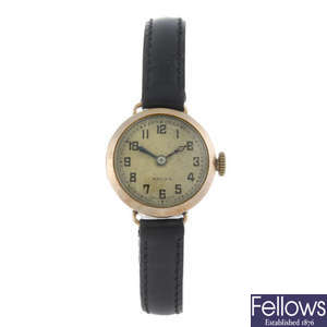 ROLEX - a lady's 9ct rose gold wrist watch.