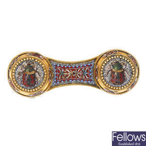 A late 19th century 18ct gold micro mosaic brooch.