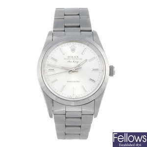 ROLEX - a gentleman's stainless steel Oyster Perpetual Air-King Precision bracelet watch.