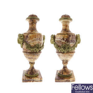 A pair of 19th century Derbyshire Spar urns.