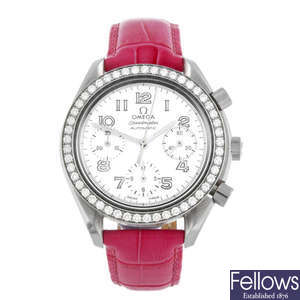 OMEGA - a lady's stainless steel Speedmaster chronograph wrist watch.
