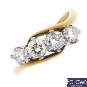 A diamond four-stone ring