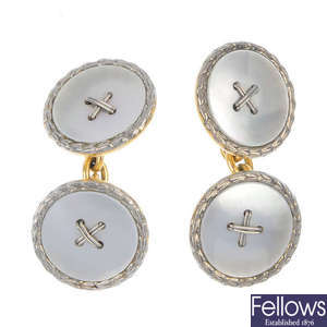 A pair of mid 20th century mother-of-pearl cufflinks.