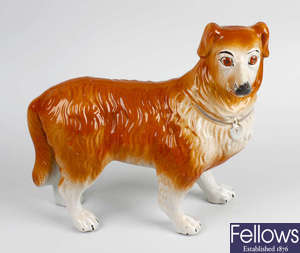 A Staffordshire pottery dog.