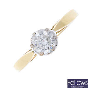 An 18ct gold diamond single-stone ring.  