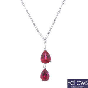 DIOR - a spinel two-stone pendant. 