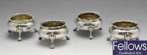 A set of four Victorian silver open salts.