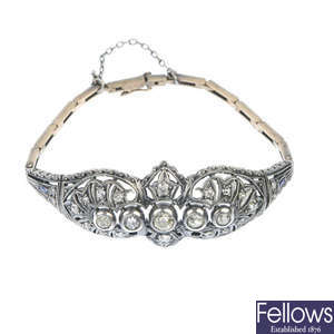 An early 20th century silver gold continental diamond bracelet.