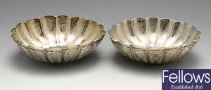 A pair of mid-Victorian silver bowls by George Fox.