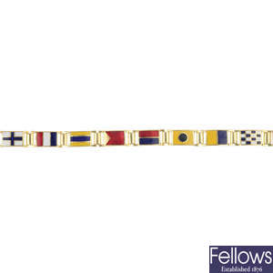 A nautical flag enamel bracelet.