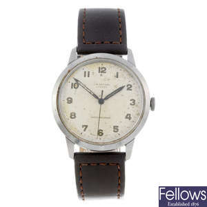 J.W. BENSON - a gentleman's stainless steel wrist watch.