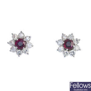 BOODLE & DUNTHORNE - a pair of diamond and gem-set interchangeable earrings. 