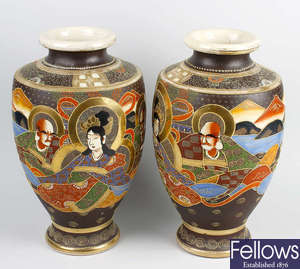A large pair of 20th century Japanese vases. 