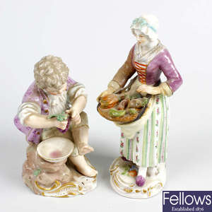 A Meissen figure, plus another. 