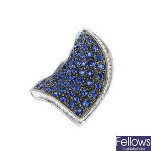 A sapphire and diamond cocktail ring. 