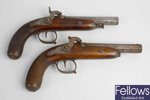 A pair of early to mid 19th century French sidelock percussion pistols- Lepage, Paris