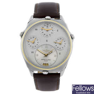 BREITLING - a gentleman's stainless steel World wrist watch.
