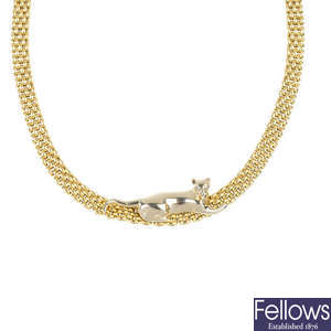 An 18ct gold diamond panther necklace.
