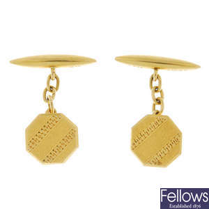A pair of 1920's 18ct gold cufflinks.