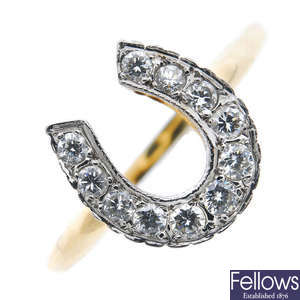 A diamond horseshoe ring.