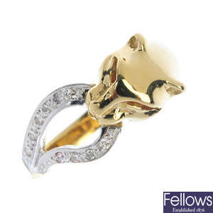 An 18ct gold diamond panther ring.