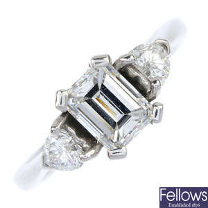 A platinum diamond dress ring.