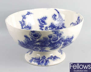 A large Royal Doulton blue and white pedestal bowl. 