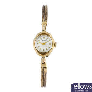 MARVIN - a lady's 9ct yellow gold bracelet watch.