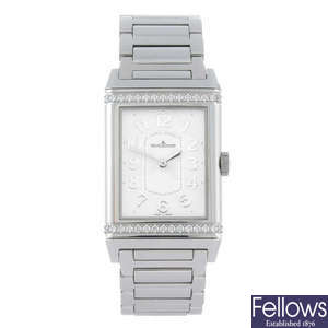 JAEGER-LECOULTRE - a lady's stainless steel Grande Reverso Lady Ultra Thin bracelet watch.