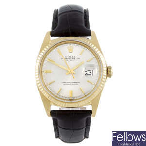 ROLEX - a gentleman's 18ct yellow gold Oyster Perpetual Datejust wrist watch.