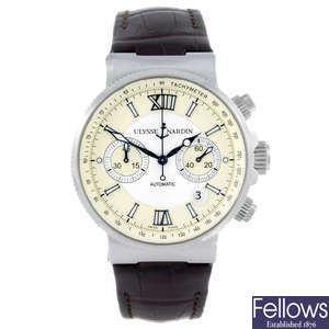ULYSSE NARDIN - a gentleman's stainless steel Marine Chronograph wrist watch.