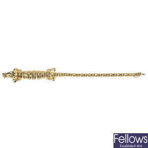 A 9ct gold crocodile bracelet.