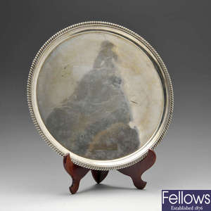 A George III silver salver with Military interest.