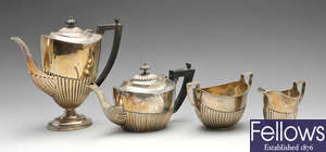 A late Victorian composite silver tea service. 