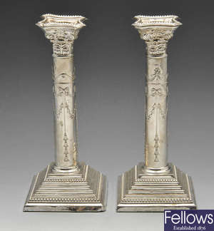 A pair of 1960's silver candlesticks. 