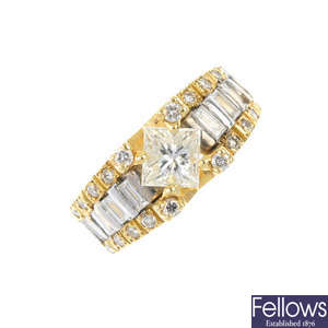 An 18ct gold diamond single-stone dress ring.
