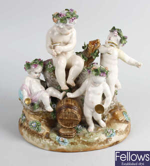 A German porcelain figure group. 