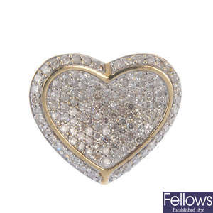 A 9ct gold diamond heart pendant.