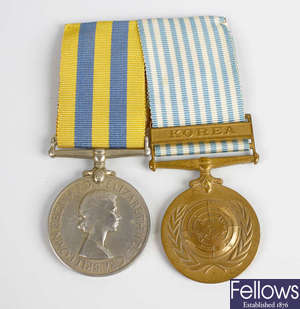 A pair of medals. 