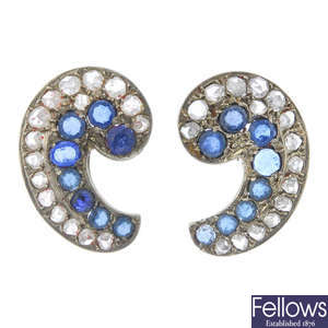 A pair of diamond and paste ear studs.