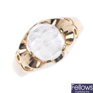 A gentleman's 'Man in the Moon' moonstone ring.