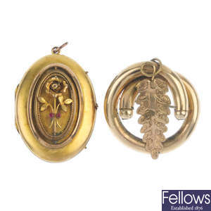 A late 19th century paste locket and a brooch.