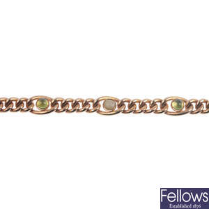 A 9ct gold pearl and gem-set bracelet.
