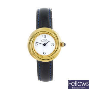 CARTIER - a gold plated silver Must De Cartier Trinity wrist watch.