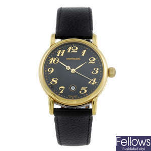 MONTBLANC - a mid-size gold plated Meisterstuck Star wrist watch.