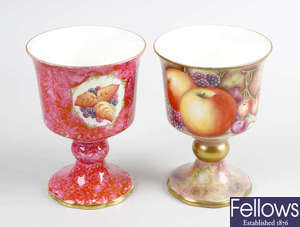 A Royal Worcester goblet, by Florence Harvey, plus another